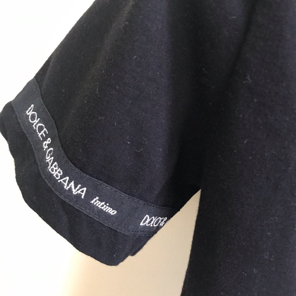 Dolce & Gabbana D&G Logo Vintage 90s L Top T Shirt Stretch Long Tunic Black Goth - Picture 10 of 16